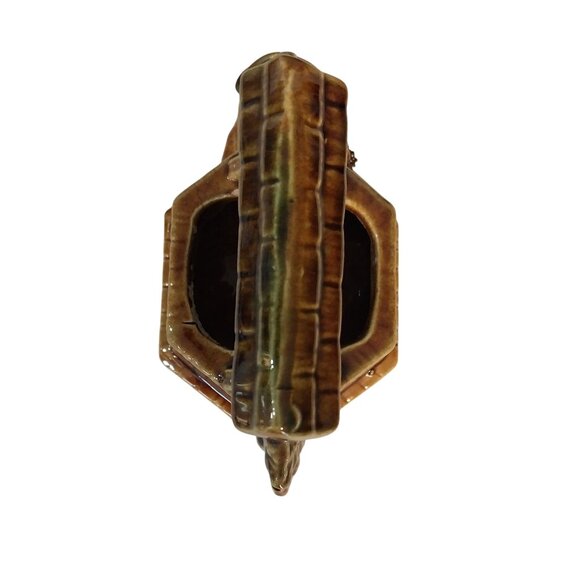 McCoy Wishing Well Planter Brown Glaze With Bucket & Chain Decor - Picture 5 of 8